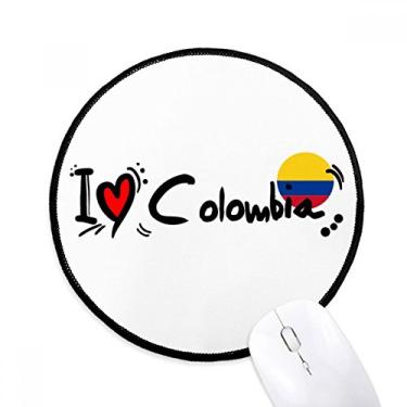Imagem de DIYthinker I Love Colombia Word Flag Love Heart Illustration Mouse Pad Desktop Office Round Mat para Computador