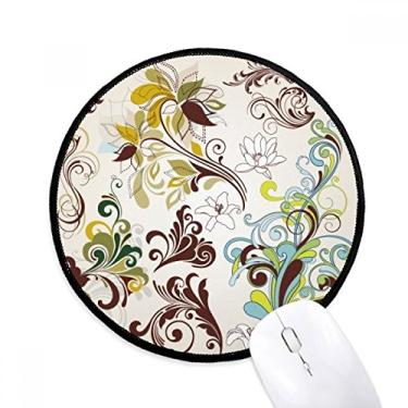 Imagem de DIYthinker Tapete de mouse de grão de arte colorida de plantas de flores para escritório tapete redondo para computador