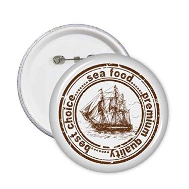 Imagem de Emblema de botão para decoração com emblema de barco de comida marinha, clássico, 5 peças