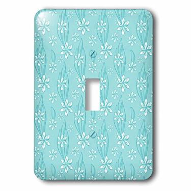 Imagem de 3dRose lsp_169158_1 Capa de interruptor de luz com estampa turquesa margaridas e folhas brancas bonitas