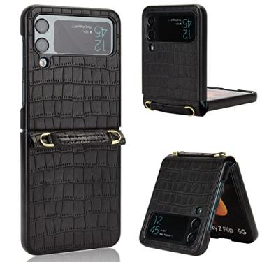 Imagem de Capa dobrável de couro confortável anti-reflexo para Samsung Galaxy Z Flip 4 5G Flip4 Flip3 Flip 3 Zflip4 à prova de choque, preto, para Samsung Z Flip 3