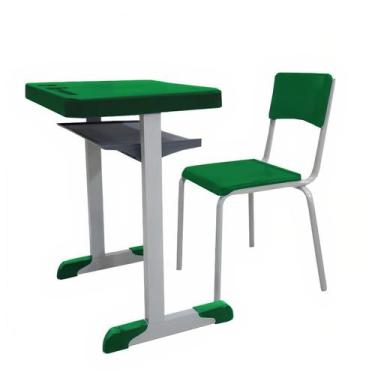 Imagem de Kit Escolar Individual Verde  (Mesa E Cadeira)  Juvenil 06 A 09 Anos
