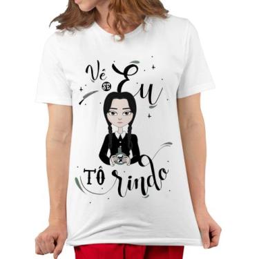 Imagem de Camiseta Personalizada Wandinha Addams Vê Se Eu To Rindo - Hot Cloud S