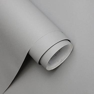 Imagem de Papel de parede cinza claro liso Homease 61 x 497 cm de espessura fosco cinza claro papel de parede decorativo para destacar e colar para prateleira, gabinete, porta de mesa, filme autoadesivo de vinil impermeável