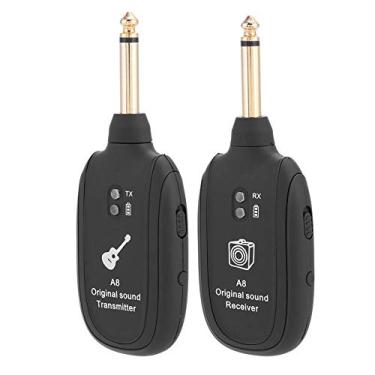 Imagem de Conjunto de Transmissão de Áudio sem fio com Transmissor Receptor para Guitarra Elétrica Baixo Violino 4 Canais Conjunto de Receptor Transmissor de Guitarra Elétrica Sem Fio Recarregável