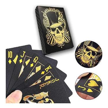 Imagem de Sem Marca - Baralho Luxo Preto e Dourado com Design de Caveira