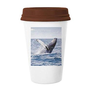 Imagem de Caneca de vidro de cerâmica com imagem da natureza de peixe jubarte do oceano