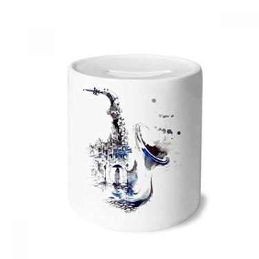 Imagem de DIYthinker Guarda-chuva para construção de saxofone em aquarela, caixa para dinheiro, porta-moedas de cerâmica, presente de cofrinho