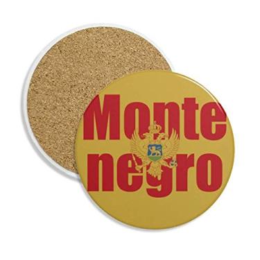 Imagem de Porta-copos de cerâmica com nome da bandeira do país Montenegro, pedra absorvente para bebidas, presente de 2 peças