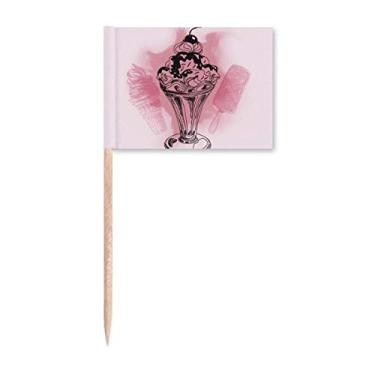 Imagem de Cereja chocolate sorvete picolé, bandeiras de palito, enfeite de festa