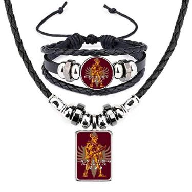 Imagem de Conjunto de joias de pulseira de couro guerreiro sabre corajoso da cultura da Idade Média