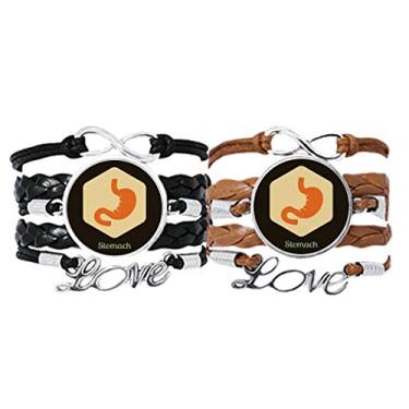 Imagem de DIYthinker Órgãos internos corporais, pulseira de estômago, alça de mão, pulseira de corda de couro, conjunto duplo, presente