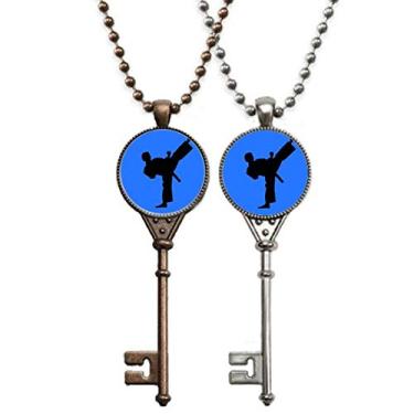 Imagem de OFFbb-USA Colar japonês de Taekwondo com detalhe de chave marcial para decoração de casais