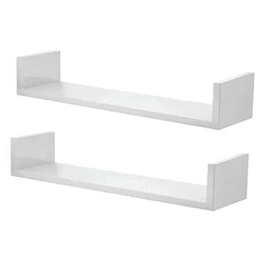 Imagem de Kit 2 Prateleiras Nichos em U 40x20 MDF Branco com Suporte Flutuante Invisível