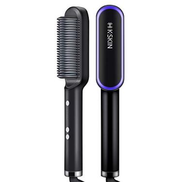 Imagem de Romacci Escova de alisamento de cabelo para mulher para modelagem de cabelo Escova de alisamento iônica 2 em 1 Pente modelador quente com recurso anti-escaldadura 5 níveis de temperatura ajustáveis