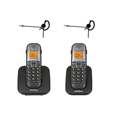 Imagem de Telefone sem fio TS 5120 + Ramal TS 5121 Viva Voz DECT 6.0 Preto + 2 Headset Fone HC 10 Intelbras