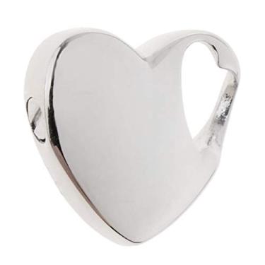 Imagem de kowaku Pingente de urna de recordação de cremação de coração prata brilhante de aço inoxidável