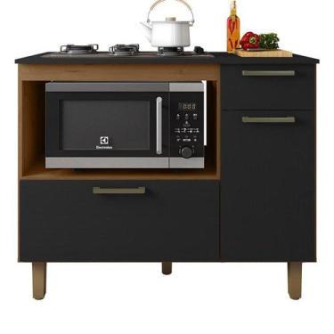 Imagem de Balcão Cooktop Master 2 Portas E 1 Gaveta Nature/Preto - Zanzini Móvei