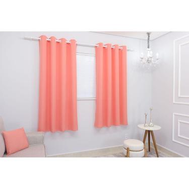 Imagem de Cortina Salmão Sala Quarto 300X180 Para Varão - Fabritex