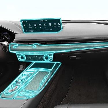 Imagem de LAVIYE Interior do carro GPS navegador central console TPU transparente película protetora Filme anti-risco, para Genesis G80 2019-2023