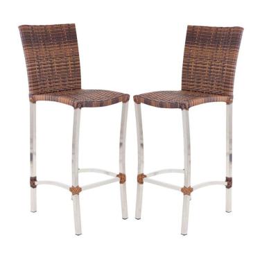 Imagem de 2 Banquetas Alta Cannes em Alumínio para Cozinha Bar Edícula