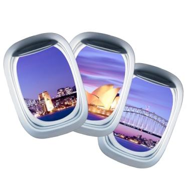 Imagem de Housoutil 3 Folhas Adesivos Decalque Paisagem Adesivo Falso Janela Adesivo Porta Aeronaves Decoração Da Parede Adesivo Mural Avião Pvc 3D