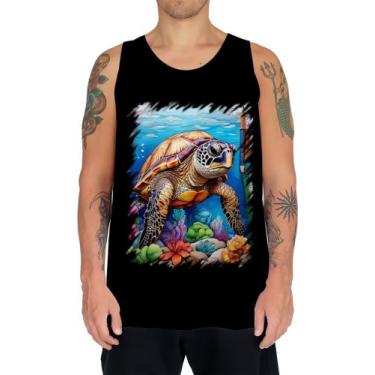 Imagem de Camiseta Regata De Tartaruga Marinha Desenhada 3 - Kasubeck Store