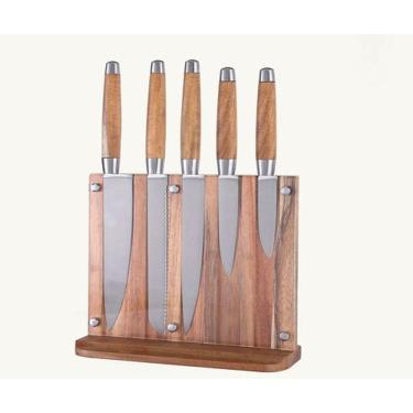Imagem de Conjunto De 5 Facas Com Suporte De Madeira E Acrilico 