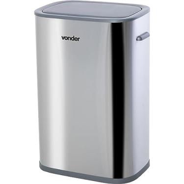 Imagem de Vonder, Lixeira Retangular Com Sensor De Abertura, 55 Litros, Inox.