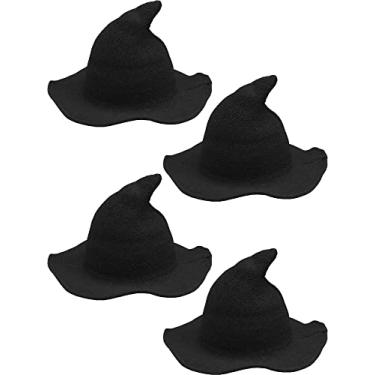 Imagem de Haconba 4 Pack Halloween Witch Hat Wool Witch Hats for Halloween Party Decor (Color set 4)
