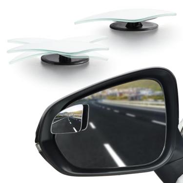 Imagem de LivTee Espelho de ponto cego, assimétrico em forma de ventilador HD vidro sem moldura convexo retrovisor com bastão ajustável de grande ângulo para carros, SUV e caminhões, pacote com 2