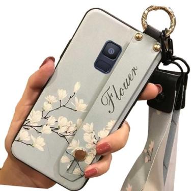 Imagem de 1 peça de tiras de suporte de pulso impressas com flores TPU silicone gel capa traseira para Samsung Galaxy A5 2018 / A8 2018 (orquídea)