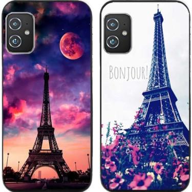 Imagem de 2 peças Torre Eiffel TPU gel silicone capa traseira para celular Asus Zenfone 8/9/10 (Asus Zenfone 8)