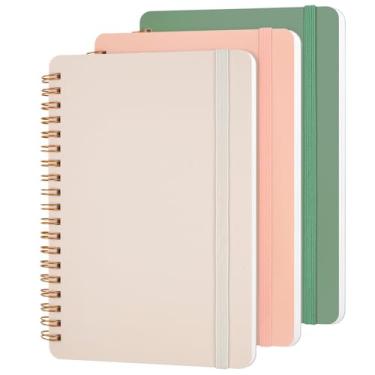 Imagem de Utron 3 cadernos espirais pequenos, 13 x 18 cm, cadernos para anotações, caderno espiral Morandi, caderno de trabalho, cadernos pequenos, 12 x 17 cm, com alça, lindos cadernos para mulheres, 70