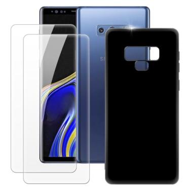 Imagem de MILEGOO Capa para Samsung Galaxy Note 9 + 2 peças protetoras de tela de vidro temperado, capa ultrafina de silicone TPU macio à prova de choque para Samsung Galaxy Note 9 (6,4 polegadas), preta