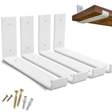 Imagem de rio design99 – 30cm - mão francesa cantoneira invertida – branca – ferro aço suporte para prateleira reforçada resistente industrial madeira bancada estante – 300mm