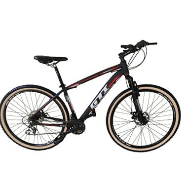 Imagem de Bicicleta Aro 29 Gti Roma Alumínio 21v Freio a Disco Garfo Suspensão Pneus Faixa Bege (Preto/Vermelho, 15)