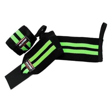 Imagem de Munhequeira Elástica proteção punho Cross Powerlifting Lpo Pulso Levantamento de Peso Musculação (Preto com Verde, E 8mm)