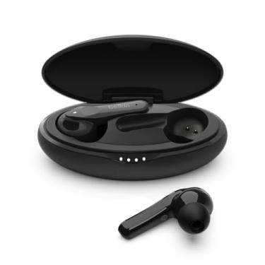 Imagem de Belkin Soundform Move Plus, fones de ouvido Bluetooth com microfone, fones de ouvido portáteis sem fio com capa de carregamento sem fio, fones de ouvido para iPhone, iPad, Galaxy e mais – Preto