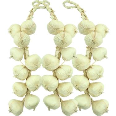 Imagem de Kit 6 Tranças De Alho Artesanal Decoração Artificial 42cm