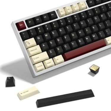 Imagem de KBDiy Conjunto de teclas personalizadas Rome PBT Double Shot, 176 teclas pretas para jogos, 60% cereja perfil, teclas para teclado mecânico 61/64/68/84/87/100/104/108