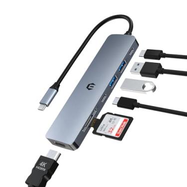 Imagem de OBERSTER Hub USB C 7 em 1 com 4K HDMI, USB C 3.0, 2 USB 3.0, 100W PD, leitor de cartão SD/TF, compatível com Thunderbolt 3, MacBook Pro/Air, Windows e outros dispositivos tipo C