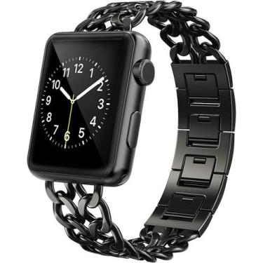 Imagem de Pulseira Compatível com Apple Watch Corrente Preto 44mm - Baú do Vikin