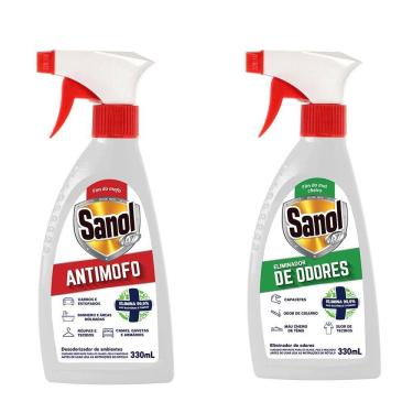 Imagem de Combo 1 Eliminador de Odores desagradáveis e 1 Anti Mofo (Eliminador de Mofo) Sanol A7 330ml