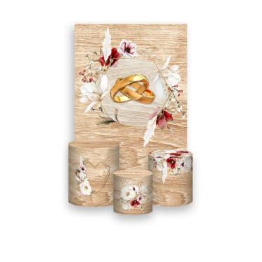 Imagem de Painel De Festa Vertical 1,50 x 2,20 + Trio De Capas Cilindro - Casame