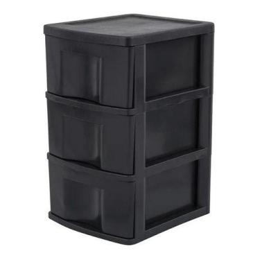 Imagem de Gaveteiro De Chão 3 Gavetas 56x33x38cm Plástico Preto  - SAO BERNARDO