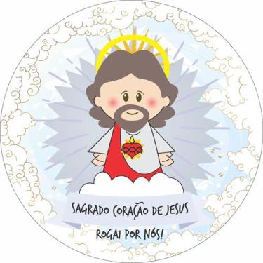 Imagem de Painel de Lona Redondo Santinhos Católicos Sagrado Coração de Jesus - 