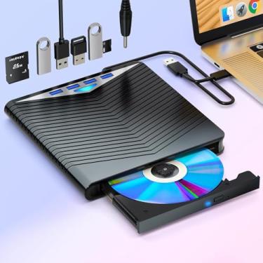 Imagem de 7 em 1 externo compatível com Blu-Ray, leitor de leitura/gravação, compatível com Bluray Drive USB 3.0 e DVD tipo C, compatível com gravador de blu-ray compatível com/Win7/Win8/Win10/Mac OS