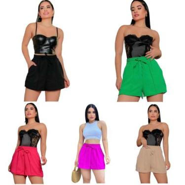 Imagem de Shorts Duna Leve Elegante Feminino Bolso Moda Verão Soltinho Confortáv