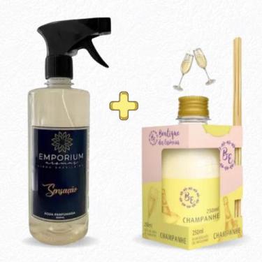 Imagem de Kit Aromatizador Champanhe de Ambiente com Varetas 250ml + Água perfum